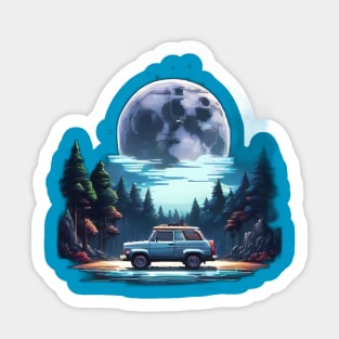 Night Moon Trip Pixel Art Sticker